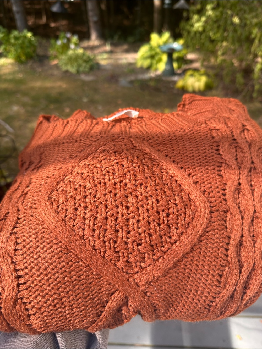 🍁Olivia Grey Cable Knit Sweater - Rust